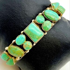 Beautiful *Vintage Sterling Silver & Multi-Stone Turquoise Bracelet